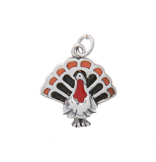 Sterling Silver Turkey with Enamel Charm or Pendant