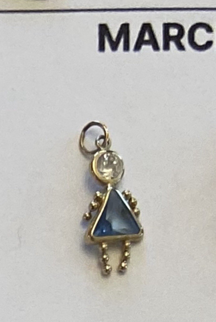 Vintage 14KT Yellow Gold BIRTHSTONE BABY BOY / GIRL Charm PENDANT gemstone MOM
