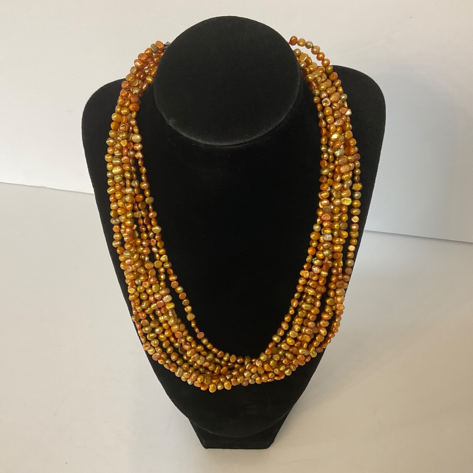 Silpada Genuine Golden FW Pearl Multi (8) Strand Necklace Sterling Silver 20”