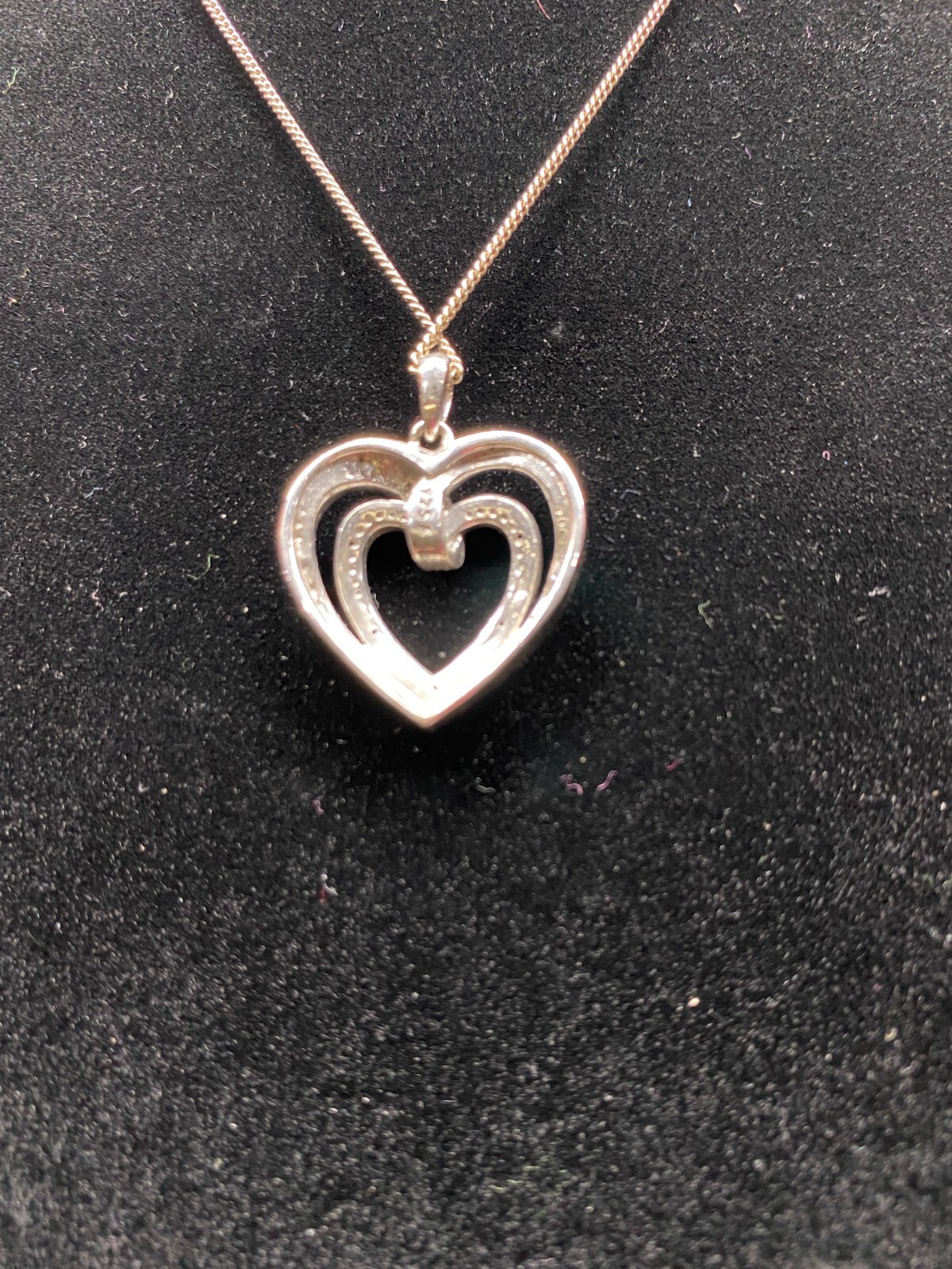 Sterling 925 CZ Heart within a Heart 1 X 0.75 in Pendant, Charm