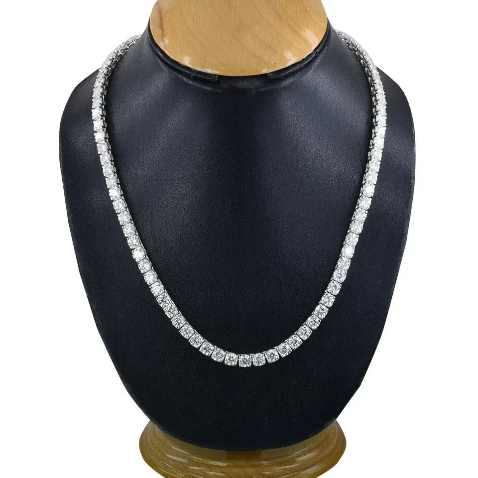 RARE 55Ct, 5mm White Diamond Men’s Tennis Necklace-FREE Shipping ! 26 inches