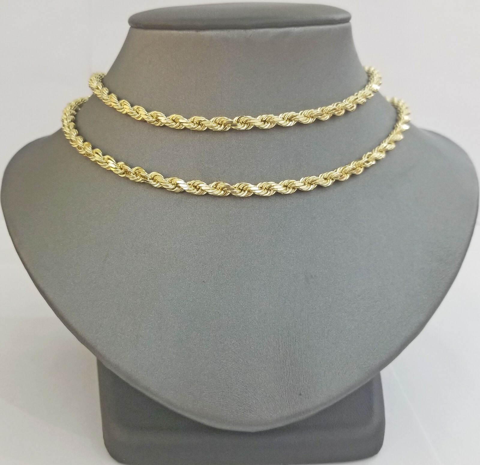 Real 14K SOLID Yellow Gold Rope Chain 5mm 20-28Inches necklace Lobster Lock 14kt