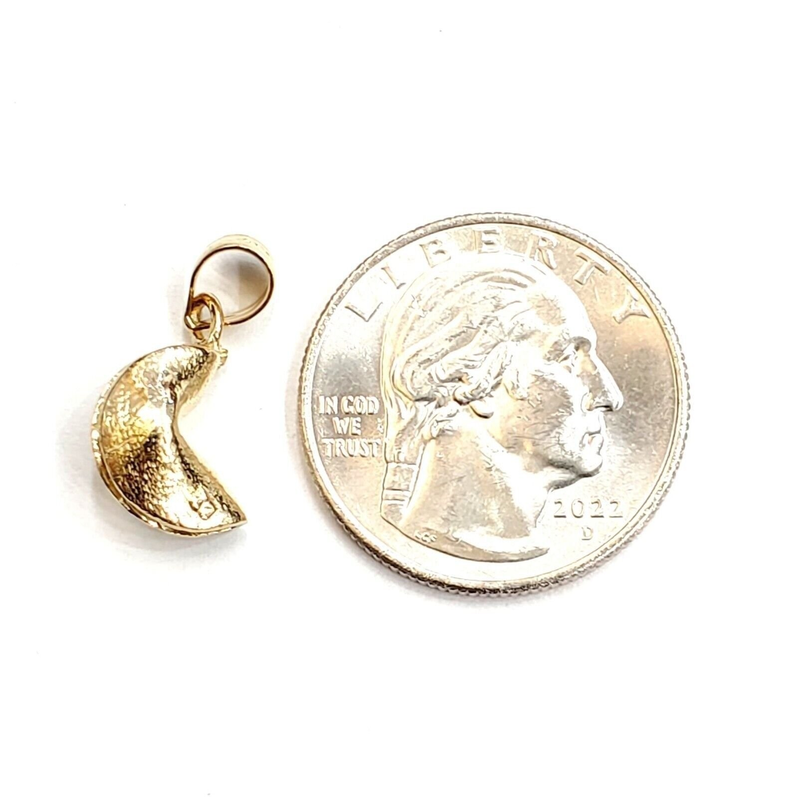 14k yellow gold Fortune cookie pendant lucky charm gift for her fine jewelry 2g