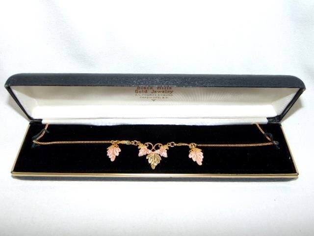 Vintage 10K BLACK HILLS GOLD Tri-Color Necklace, ORIGINAL BLACK HILLS GOLD, Box