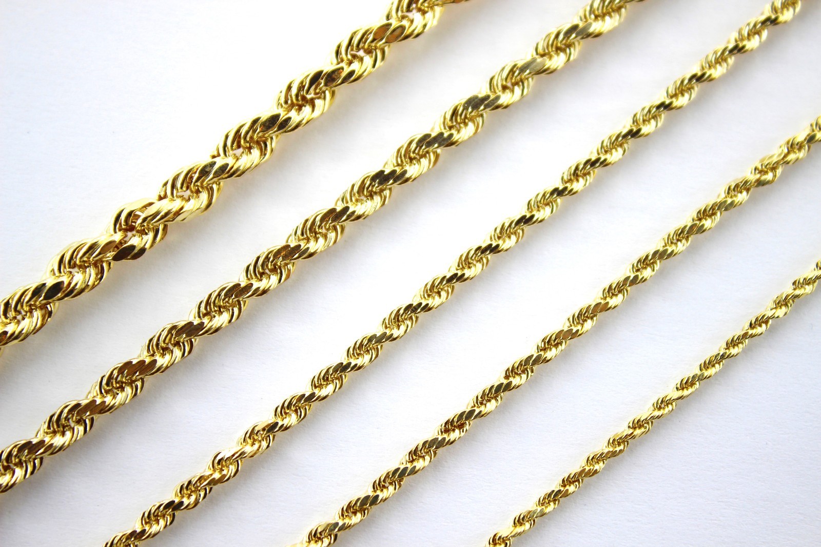 10K Yellow Gold Rope Twist Link Chain Necklace 2mm ~ 7mm 16″ ~ 30″