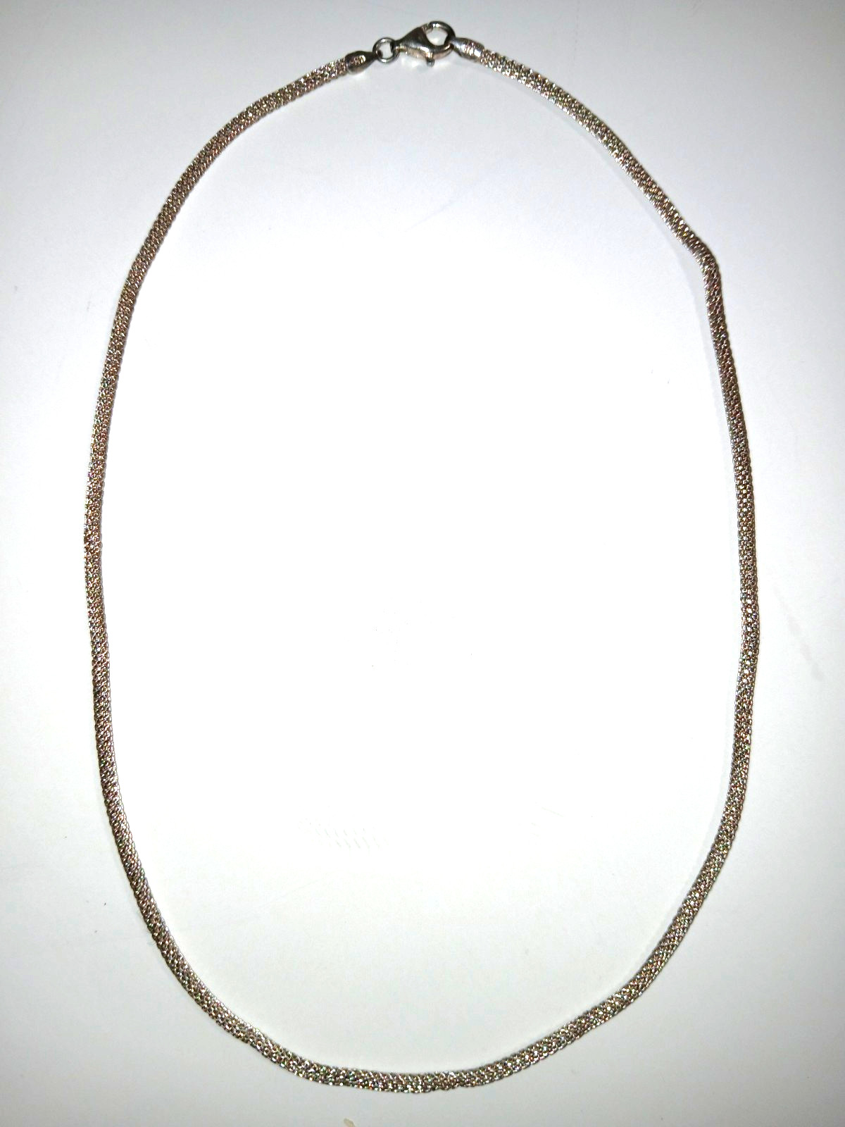 925 Italy Sterling Silver Woven Mesh Necklace Lobster Clasp 2mm 8gr 17″ Vintage