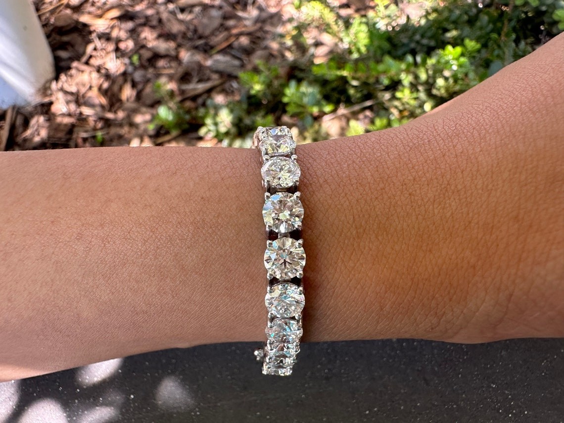 19.00 Carat Round Lab Grown Diamond 6″ Tennis Bracelet 14k White Gold D VVS