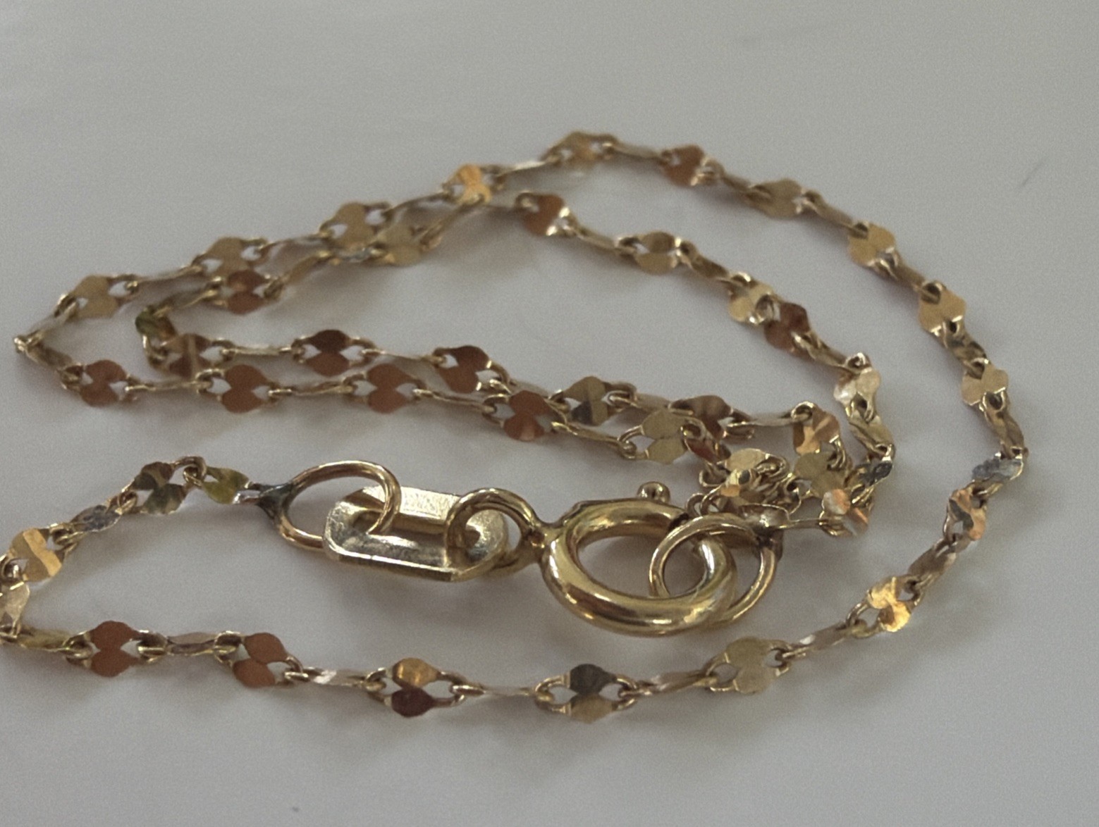 10k Mirror Link Dainty Chain Bracelet 6 7/8″