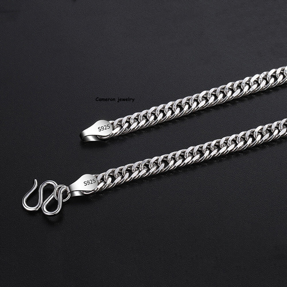 Pure S925 Sterling Silver Chain Men Women 2-5mm Cuban Curb Link Necklace 16-28in