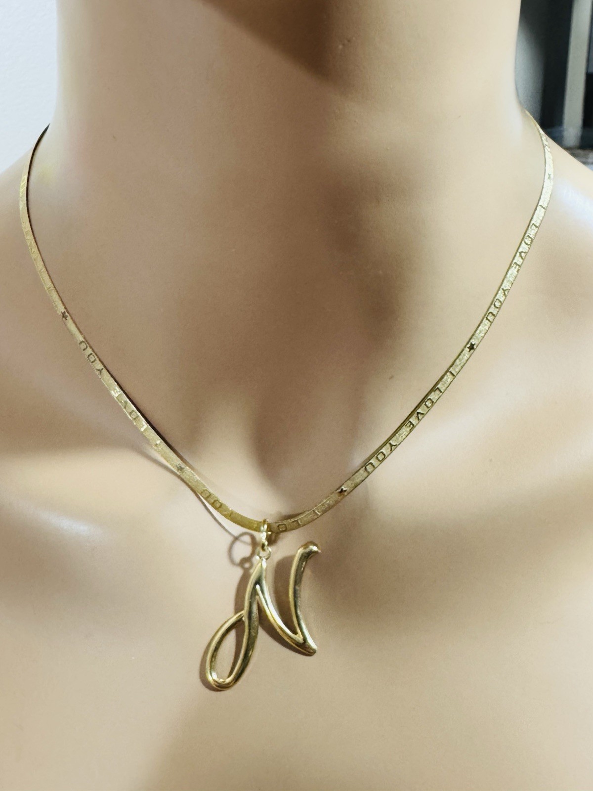 Pure 18K 750 Gold Letter N Necklace 17”/17.5” Long 3.8mm 8.07g Choker WOMANS