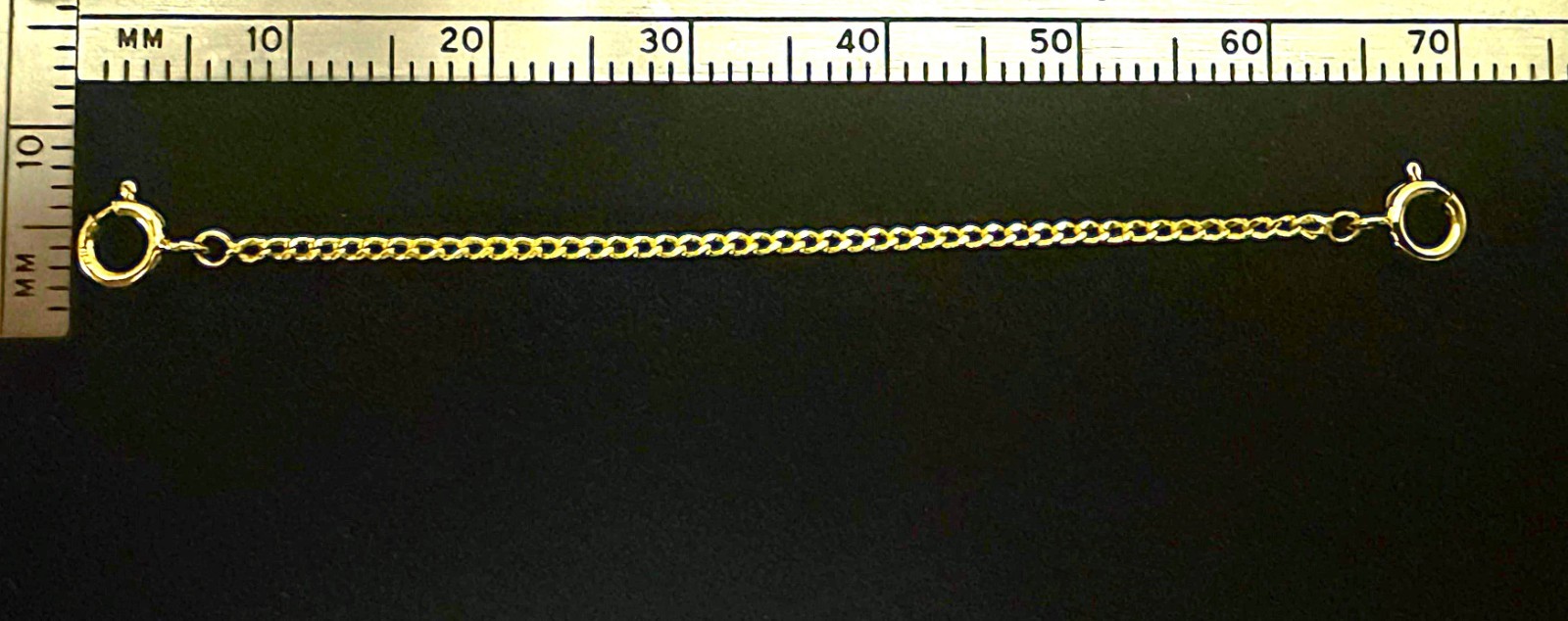 18k 1.4mm Curb Yellow Gold 2.25″ Chain Extender Safety double 4.5mm spring ring