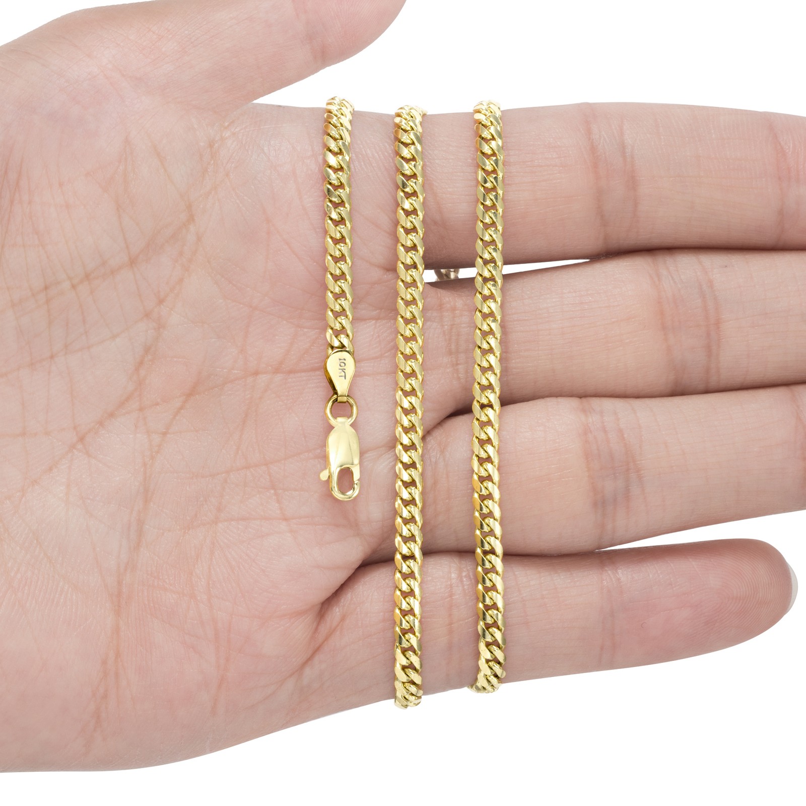 10K Yellow Gold Solid 3.5mm Miami Cuban Link Chain Necklace Mens Women 16″- 30″