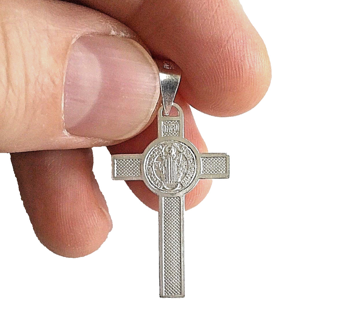 925 STERLING SILVER SAINT BENEDICT CROSS/ 925 PLATA MEDALLA SAN BENITO CRUZ-36mm