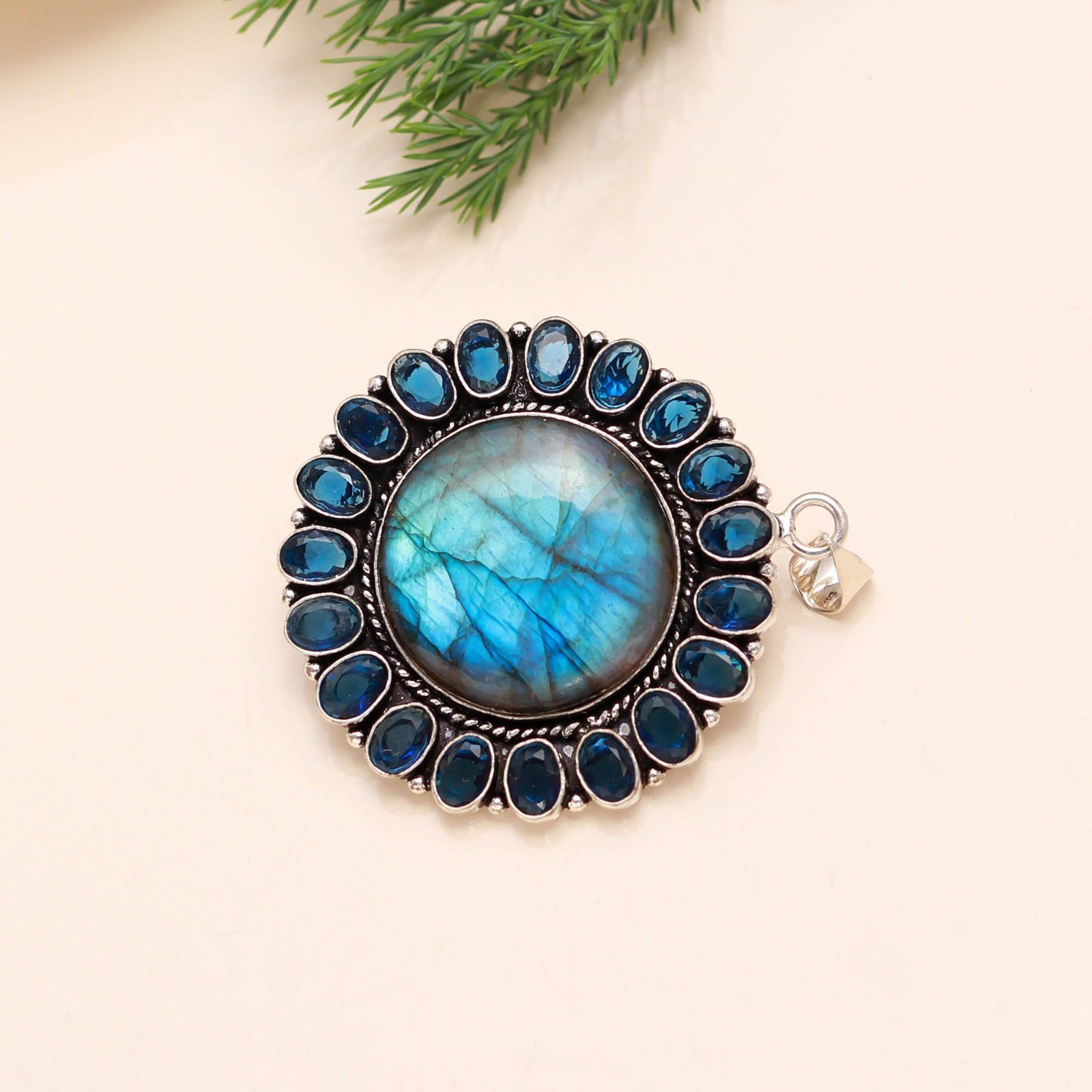 Labradorite, Tanzanite Gemstone 925 Sterling Silver Jewelry Bohemian Pendant