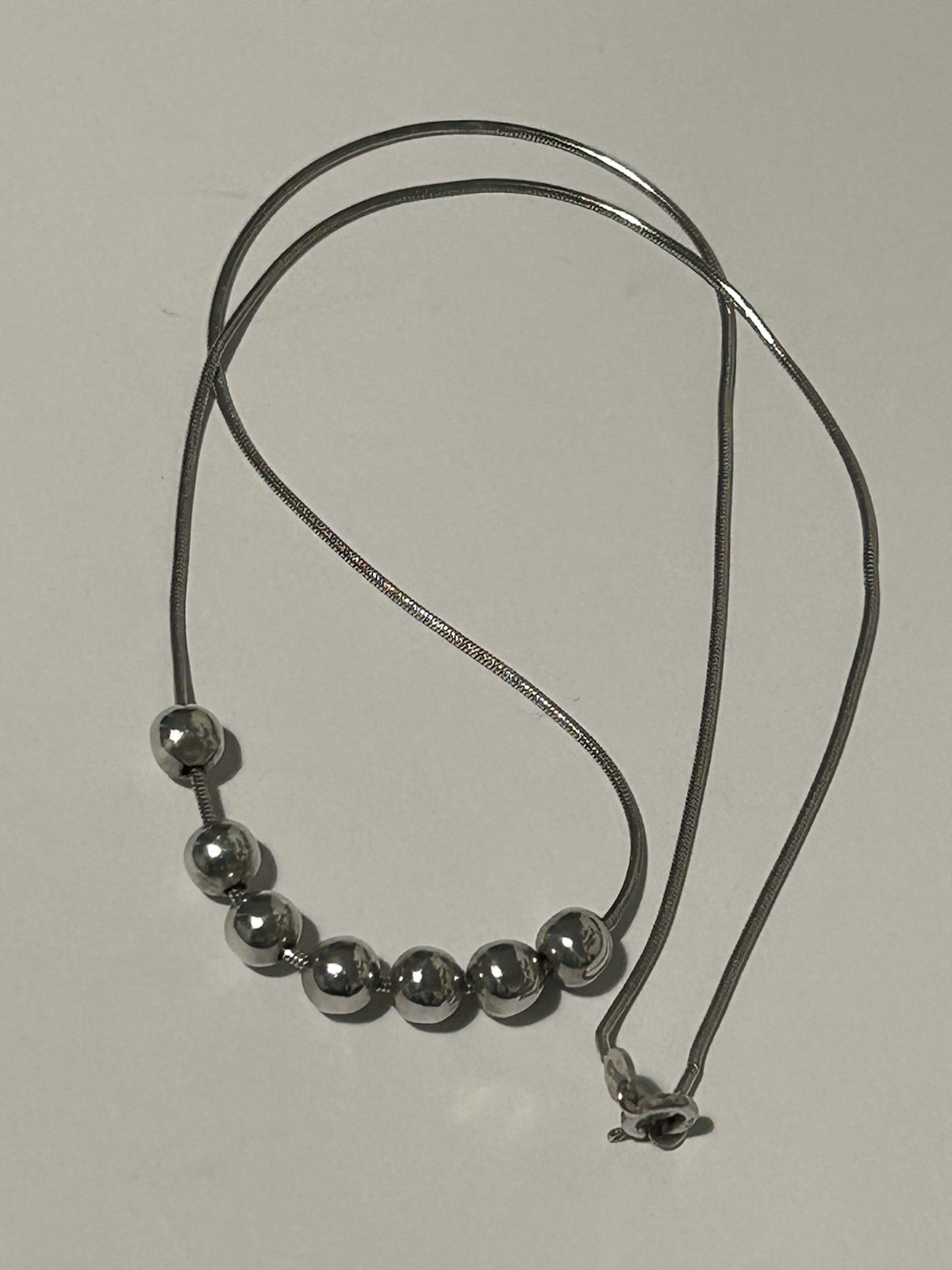 Vintage Sterling Silver Ball Bead 18” Necklace. Italy (7.63g) Full HM.