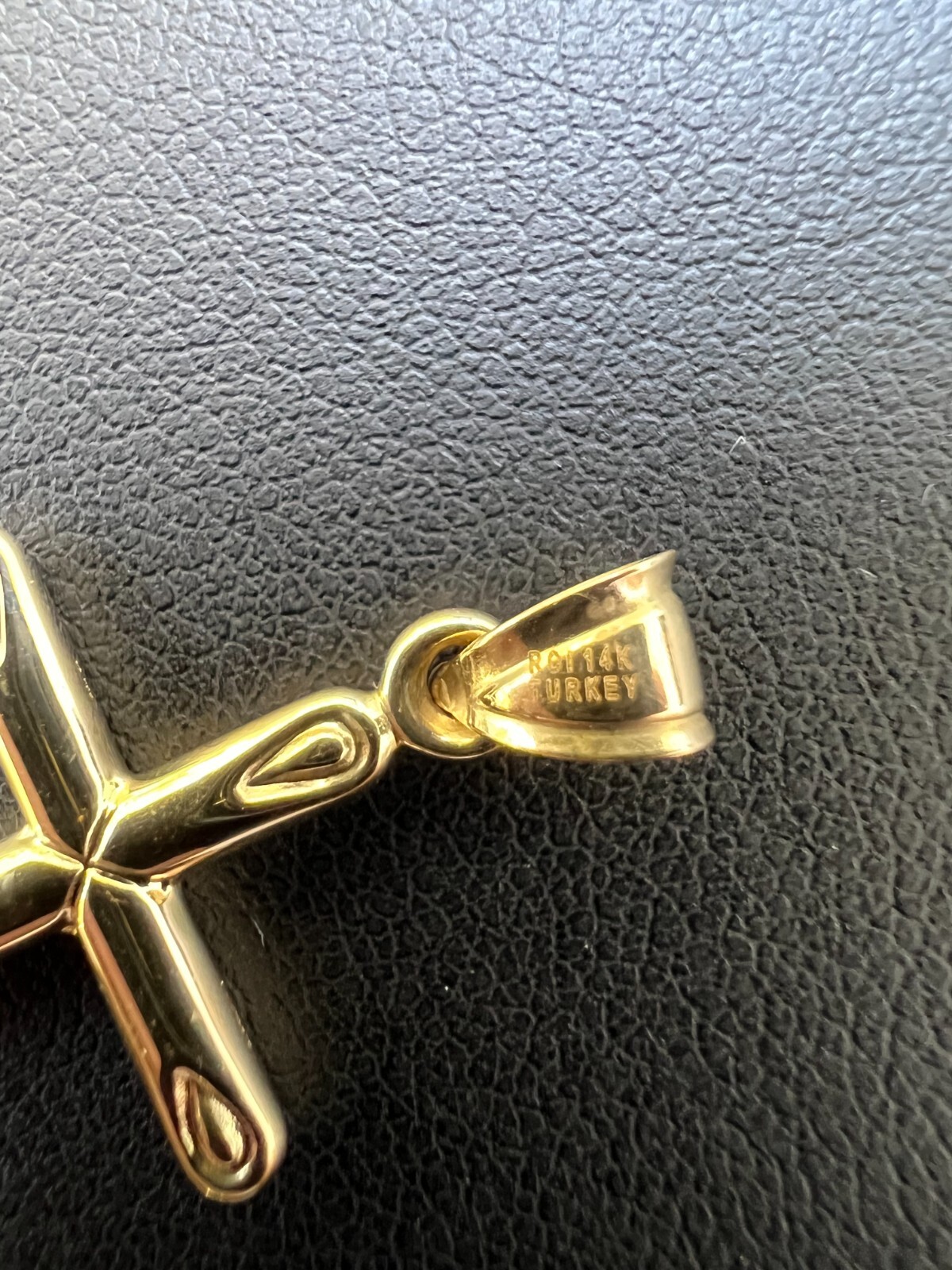 Real 14k Yellow Gold Plain Cross Crucifix Pendant Necklace Mens Ladies 1″ Medium