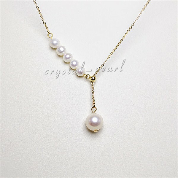 18″ AAA 5-10MM SOUTH SEA NATURAL White PEARL NECKLACE 14K Customized white chain