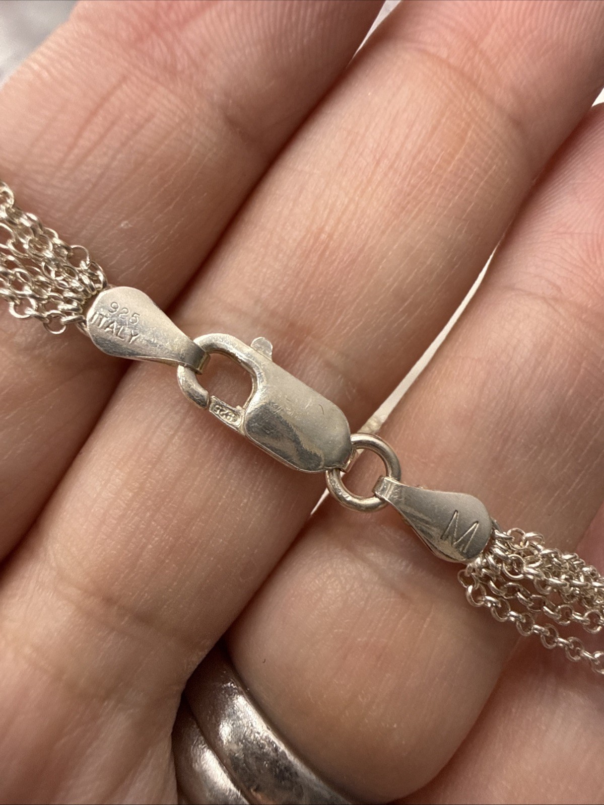 Sterling Silver Italy 925 Necklace With Heart Pendant 16”
