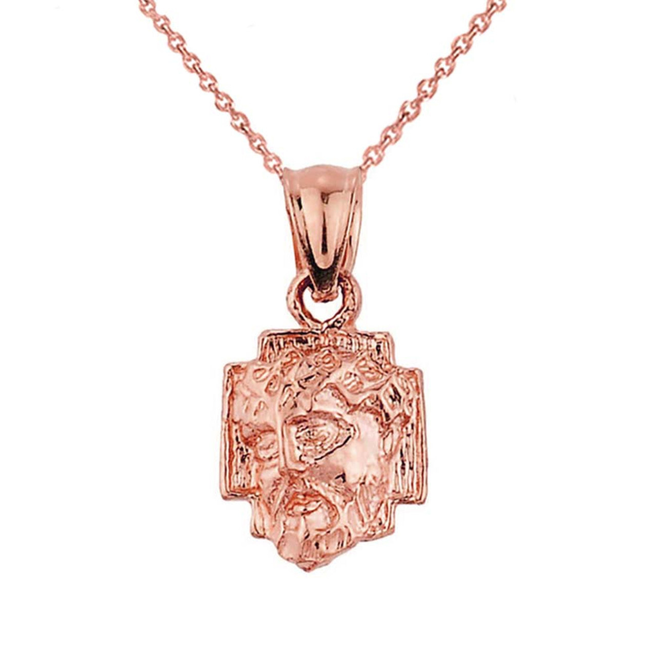 Solid Gold Jesus Face Pendant (Available in Yellow/Rose/White Gold)