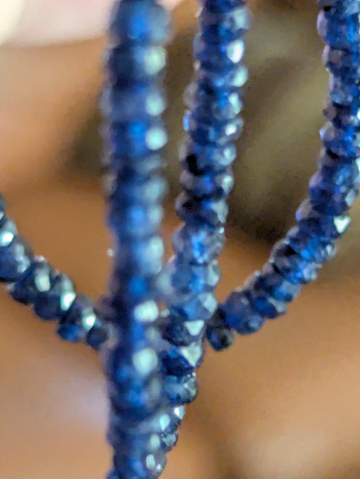 natural blue Sapphire rondelle Bead Necklace 14.15 In 2 x 4mm