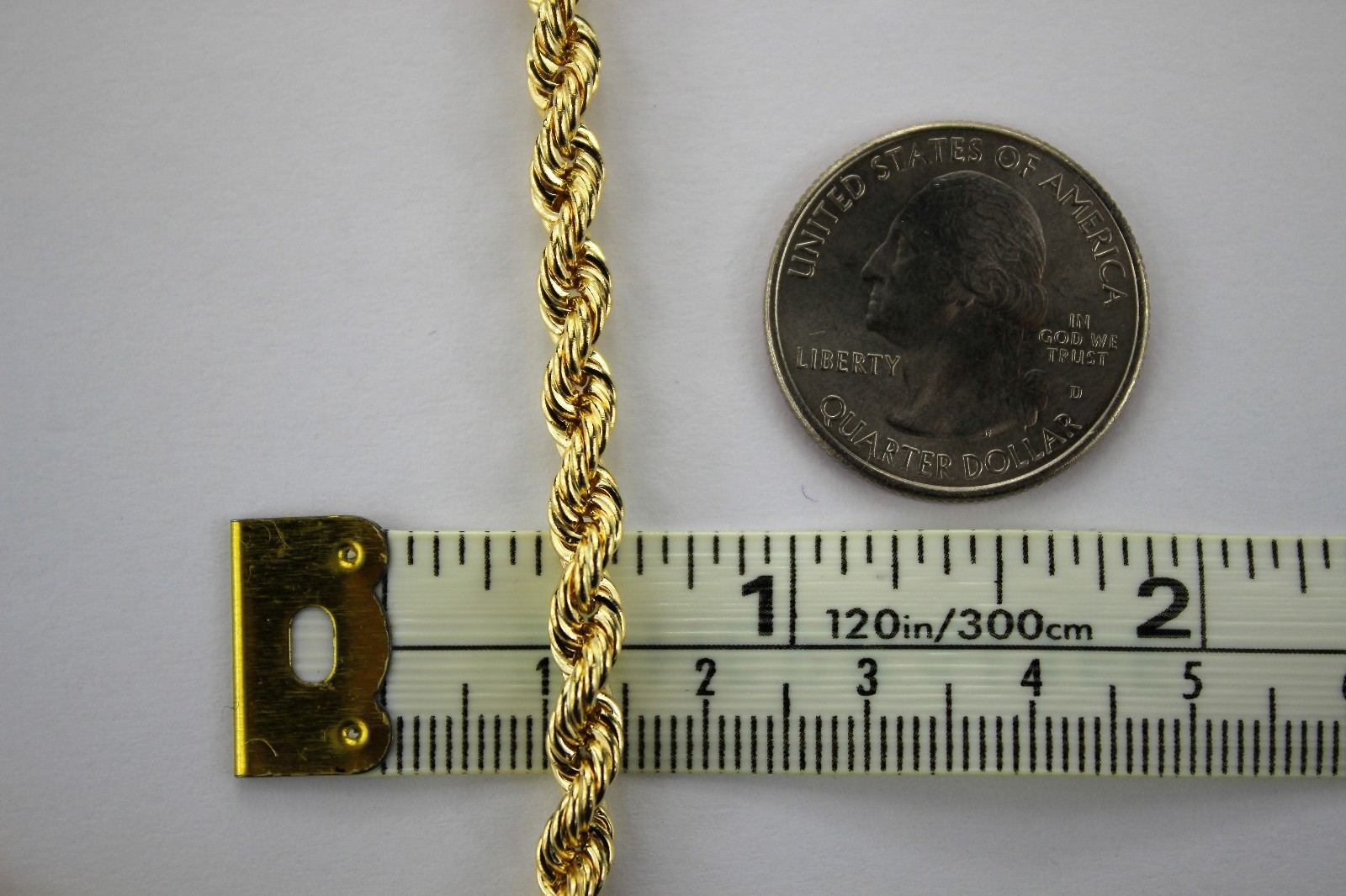 10K Yellow Gold Hollow Rope Chain Necklace 2mm ~ 5mm 16″ ~ 32″