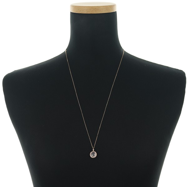 Necklace Rose Quartz Diamond 10K 416 Rose Gold