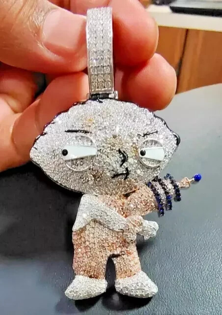 4.00Ct Round Cut Moissanite Cartoon Character Pendant 14K Two Tone Gold Plated