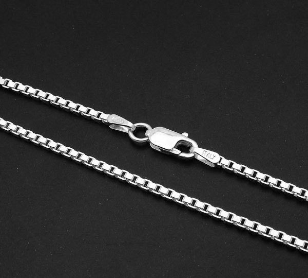 Solid 1.5mm Italian Venetian Box Chain Necklace Real 925 Sterling Silver