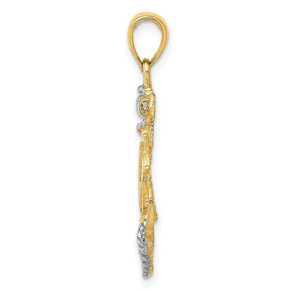10K / 14K Yellow With Rhodium With Rhodium Anchor With Rope Pendant