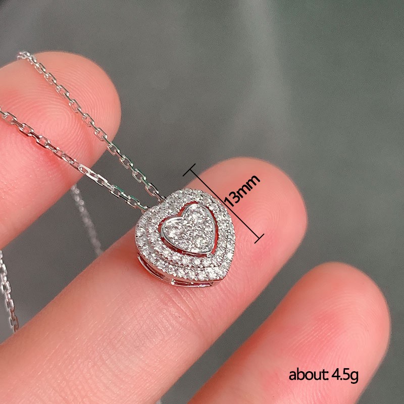 Heart Diamond Pendant Necklace White Gold Openwork Romantic Women’s Jewelry