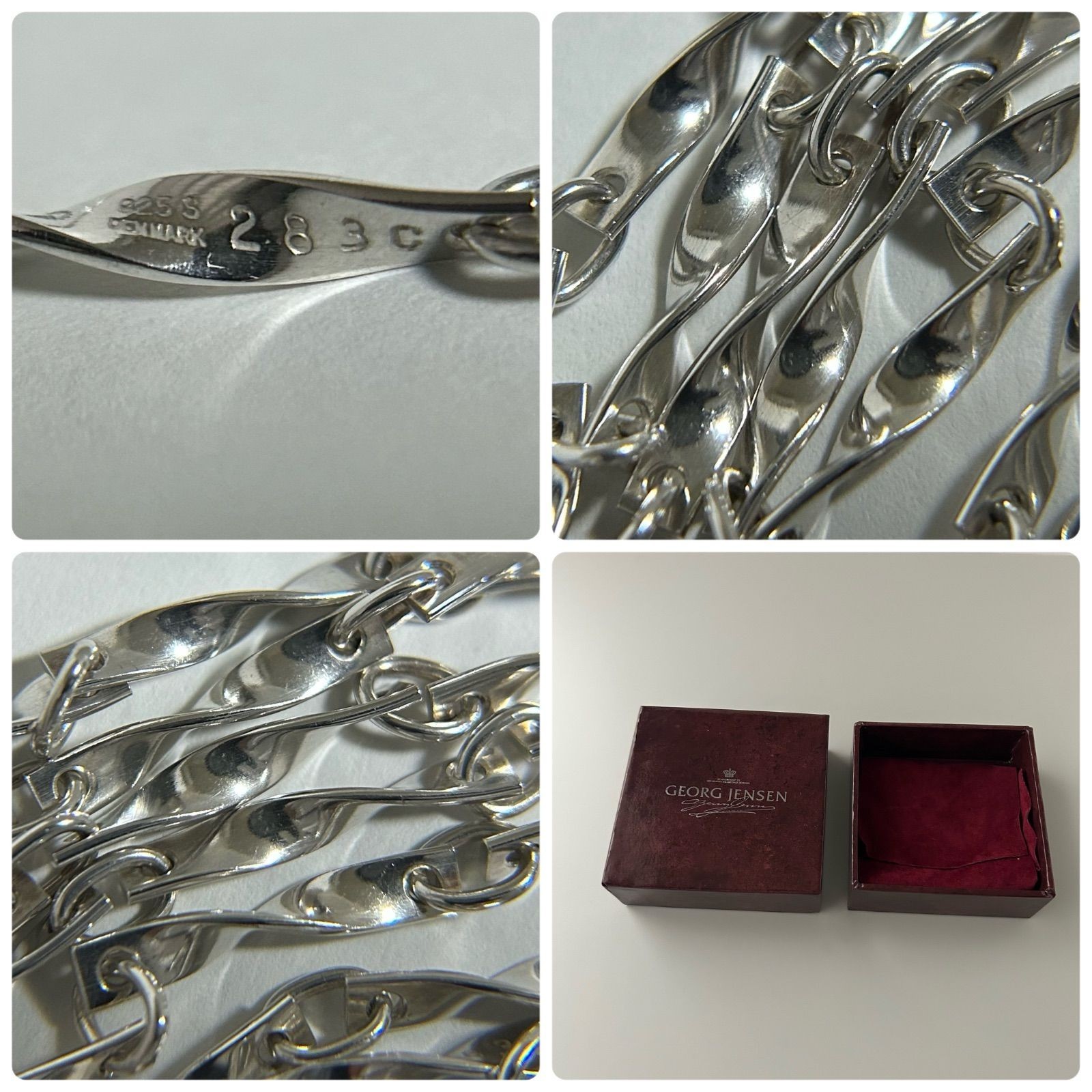 Georg Jensen #283C Twist Long Necklace Sterling Silver 925 Danish Modern 70cm