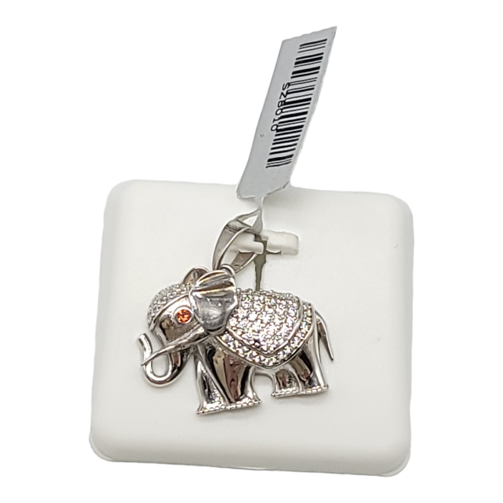 Elephant Pendant Indian Elephant Charm .925 Sterling Silver Diamonds Sign DM