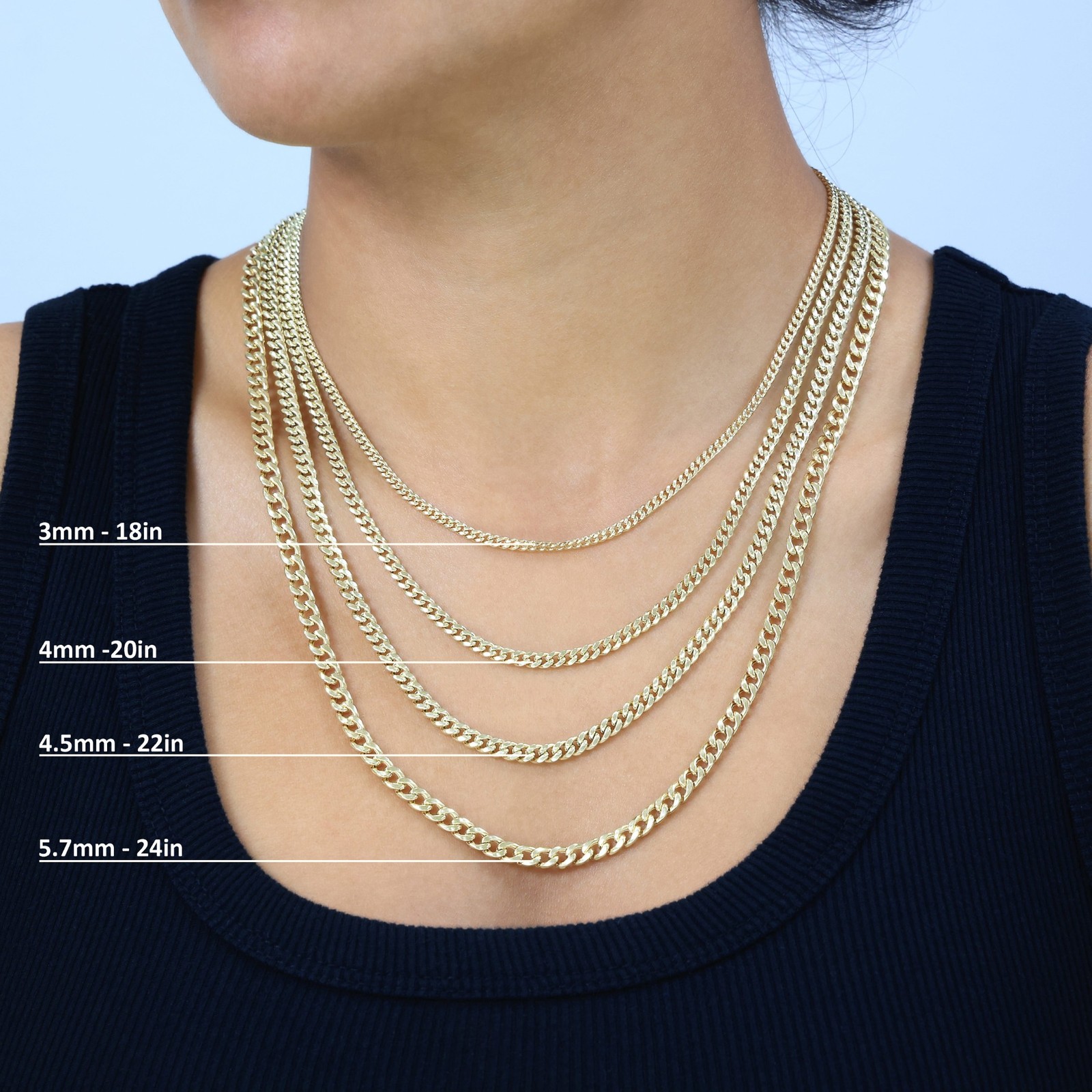 14K Real Yellow Gold 3mm-12.6mm Miami Cuban Lightweight Chain Necklace 16″ – 30″