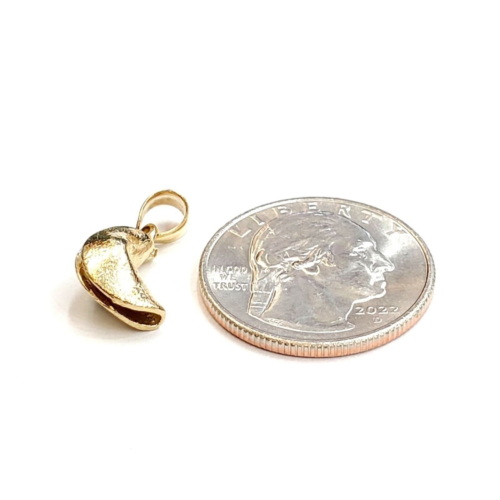14k yellow gold Fortune cookie pendant lucky charm gift for her fine jewelry 2g