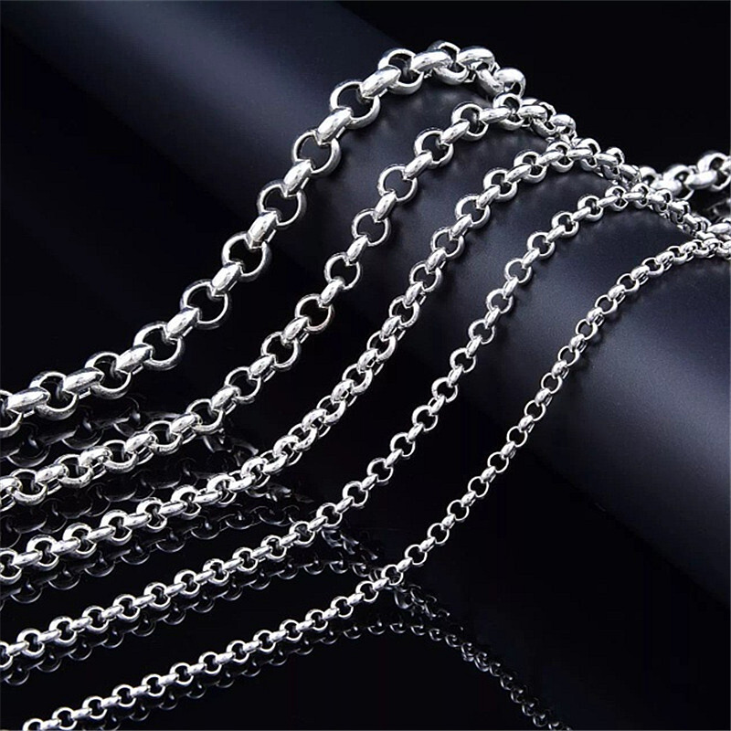 Real 925 Sterling Silver 4mm 5mm 6mm Rolo Link Chain Necklace 17.7″-33.4″ L