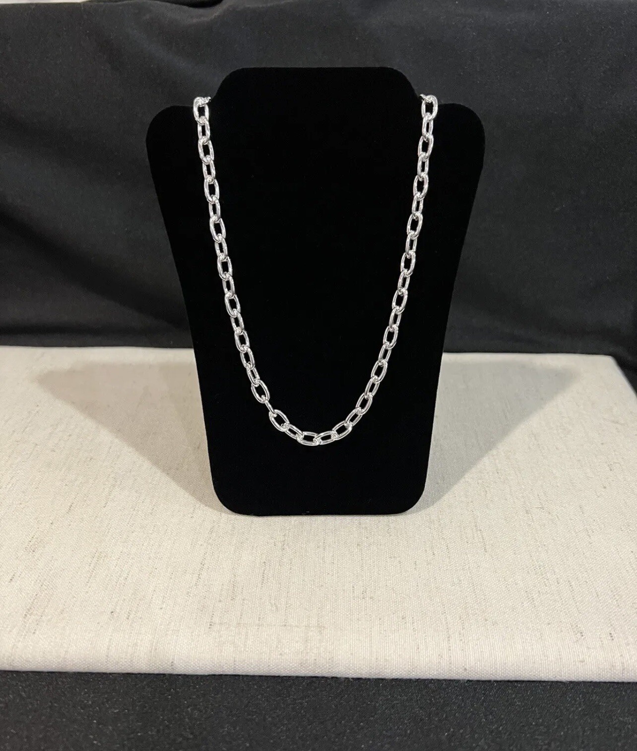 925 Sterling Silver Womens Mens Unique Cable Forzatina Oval Choker Chain 18″