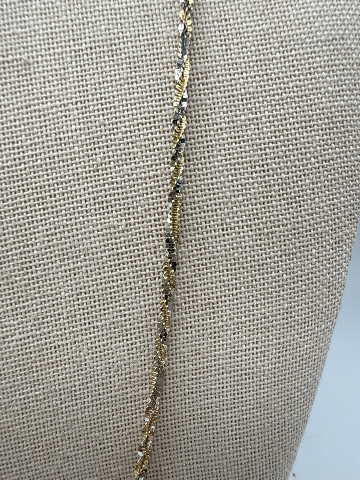 KA 1772 Italy Sterling Silver 2mm Two Tone Twisted Sparkle Chain Necklace 24”