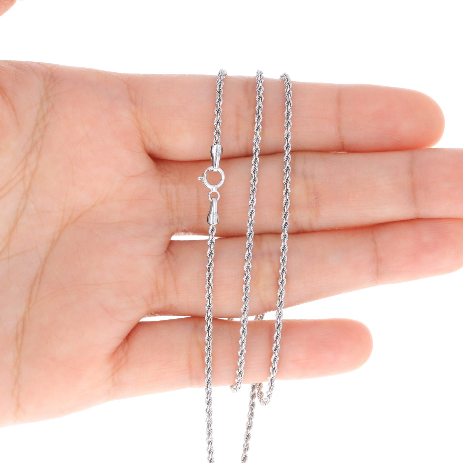 10K White Gold 1.5mm-7mm Diamond Cut Rope Chain Necklace Mens Womens 16″-30″