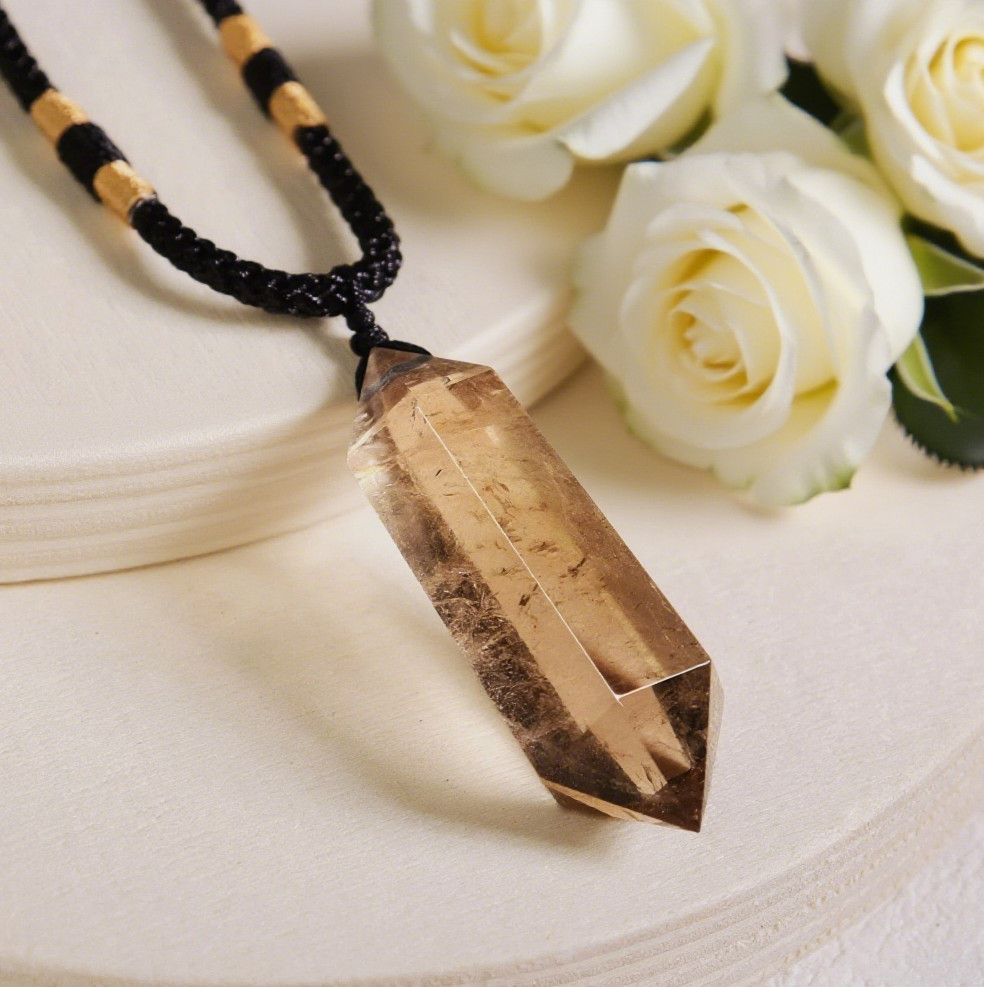 Smoky Quartz Pendant Necklace Shield Energy Healing Crystal Gemstone Gift