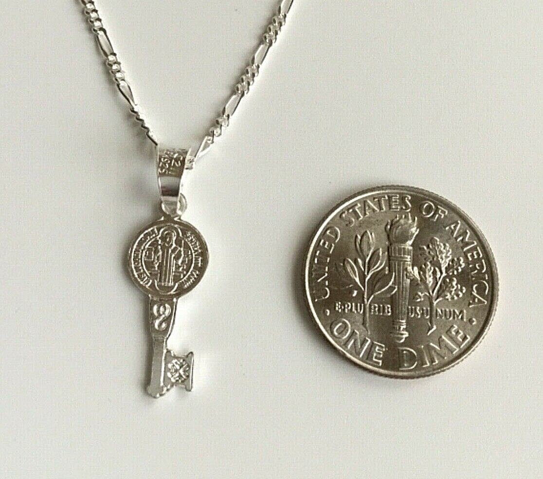925 STERLING SILVER SAINT BENEDICT KEY 20″/CADENA DE SAN BENITO LLAVE-20″-22X8mm