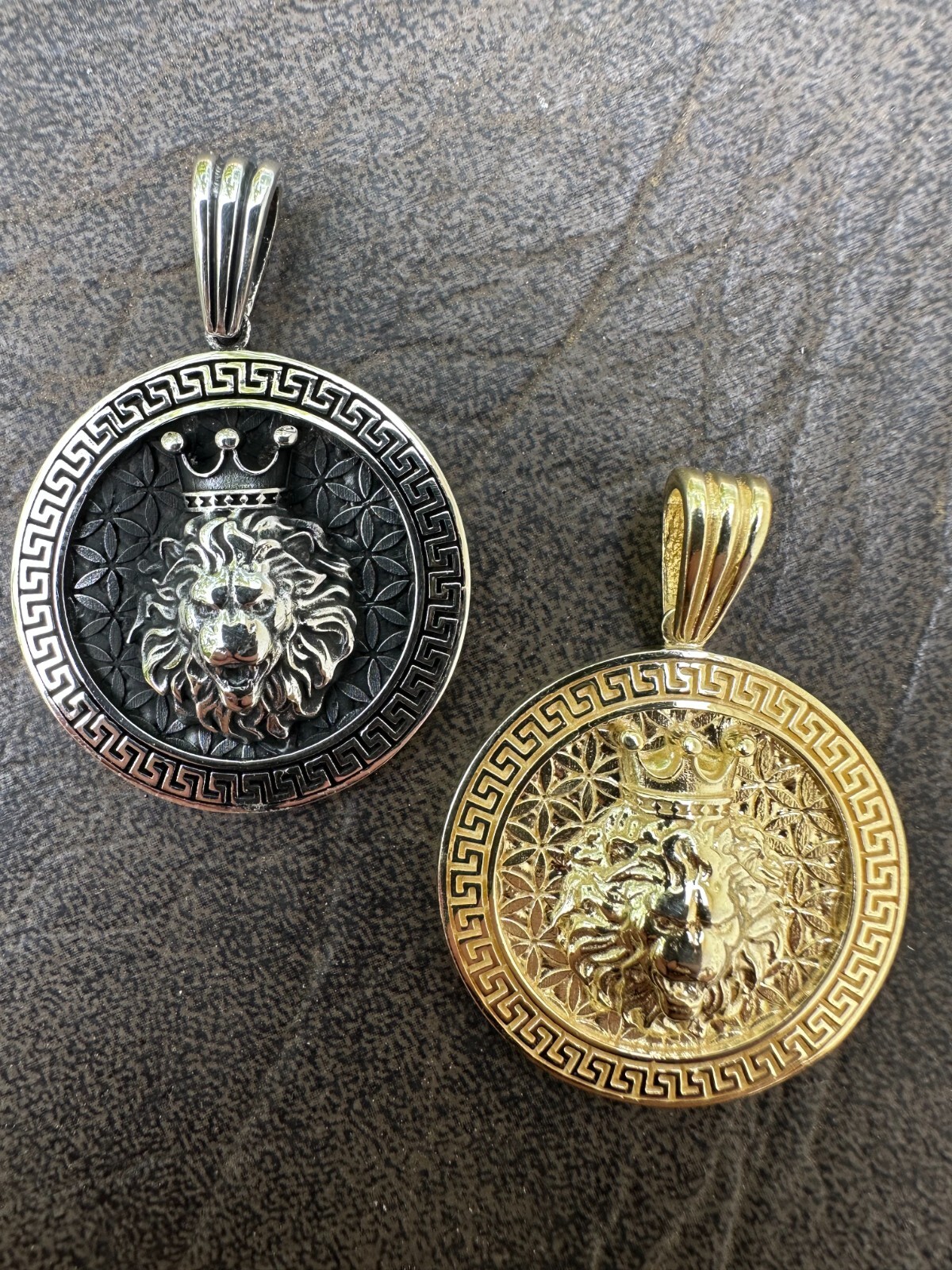 Real 925 Silver / 14k Gold Plated Lion King Of Jungle Medallion Pendant Necklace