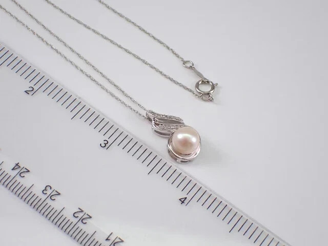 2Ct Round Cut Natural Pearl Solitaire Pendant 14K White Gold Plated Free Chain