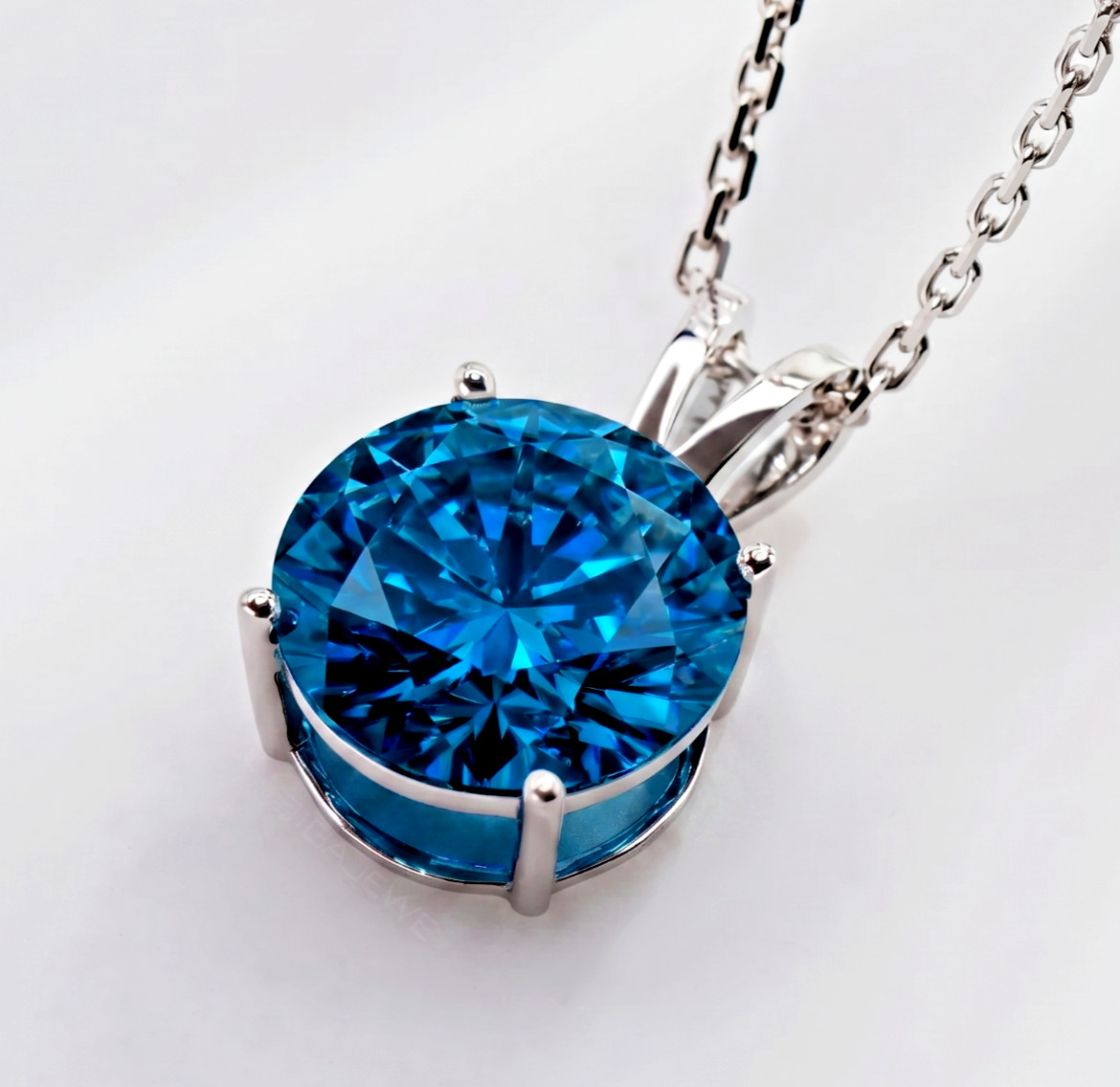 Amazing 6 Ct Certified Trypan Blue Diamond Pendant, Great luster-FREE Studs