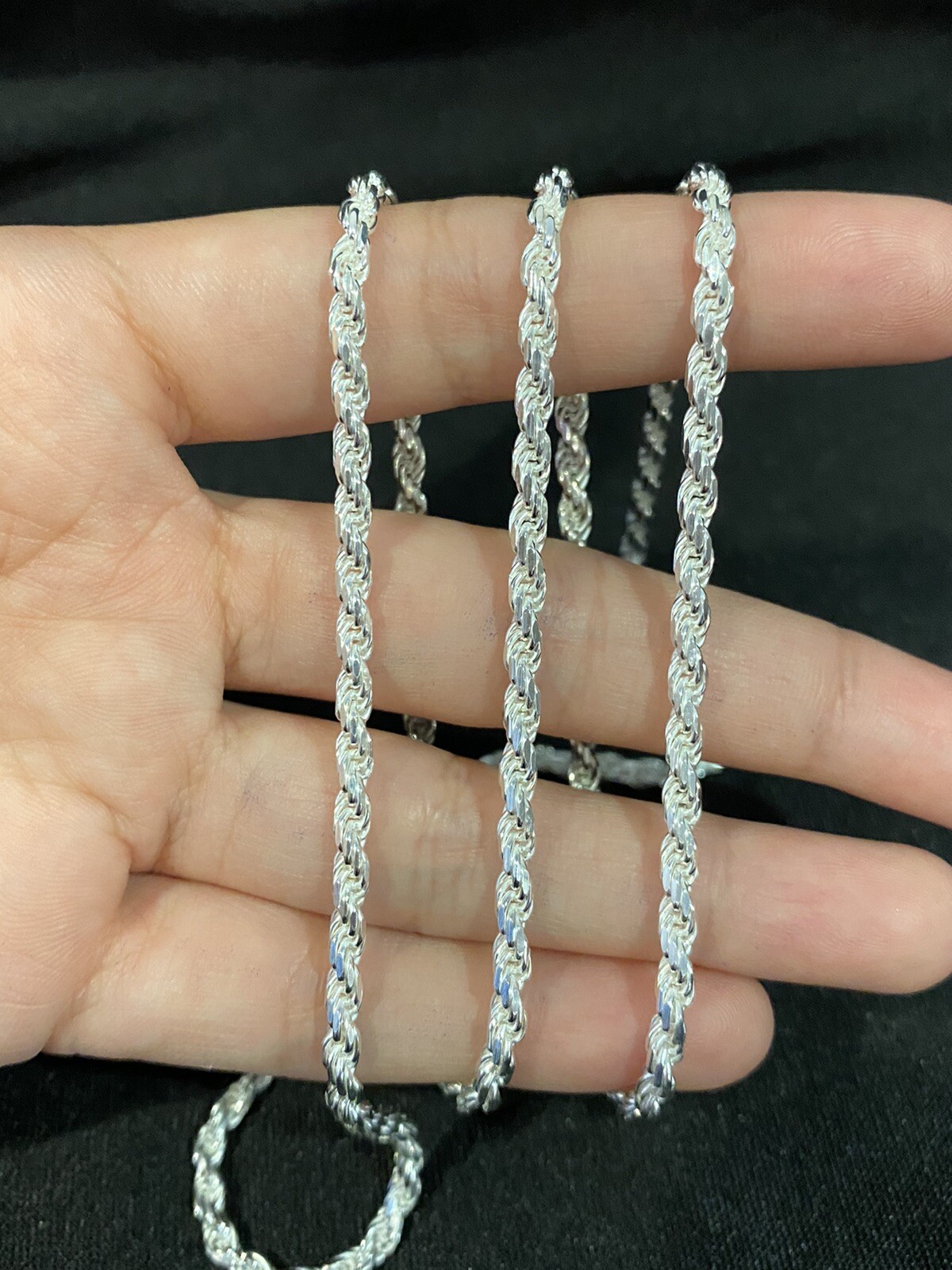 925 Sterling Silver Mens Male Boys Girls Womens Twisted Rope Chain Necklace 24″