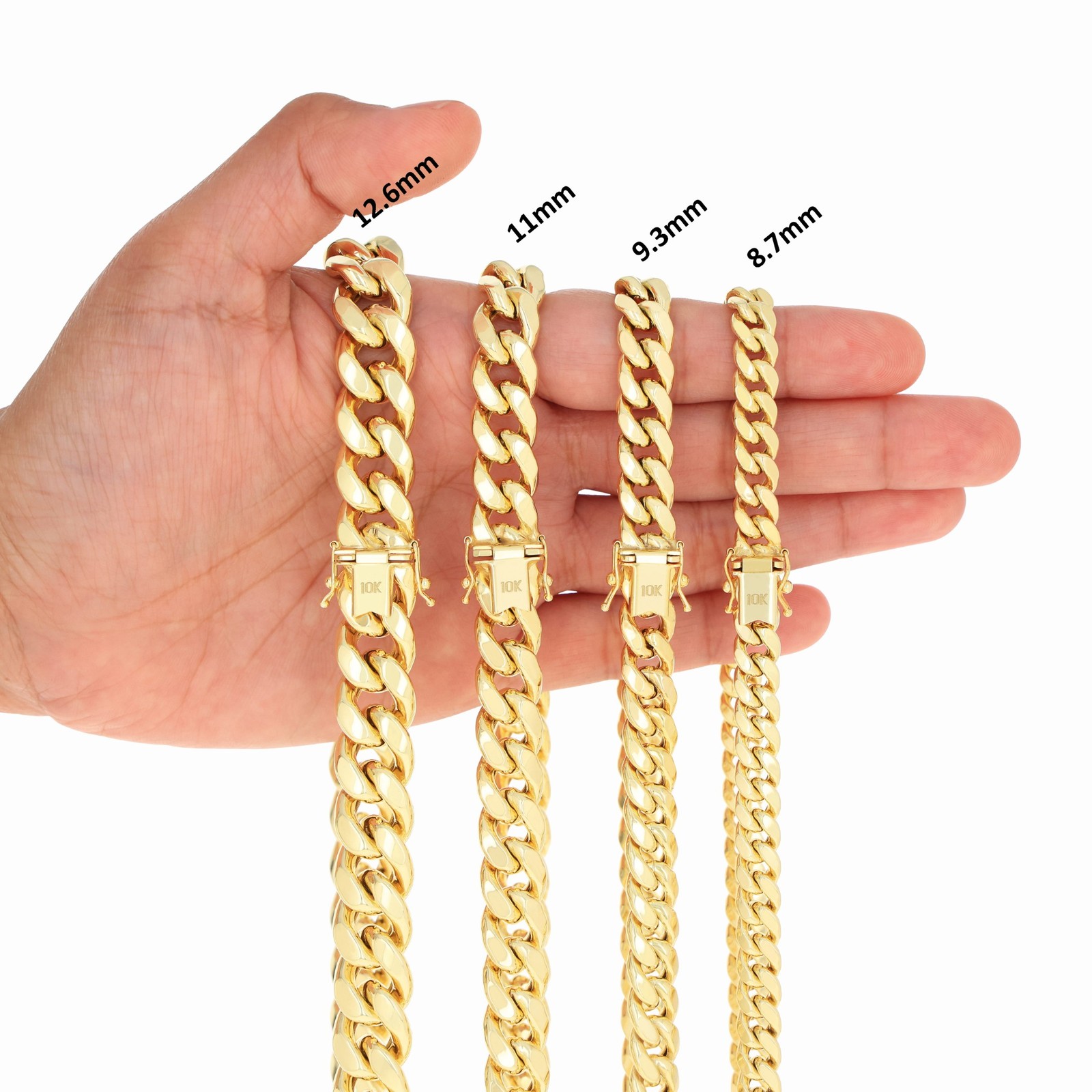 10K Real Yellow Gold 3mm-12.6mm Miami Cuban Lightweight Chain Necklace 16″ – 30″