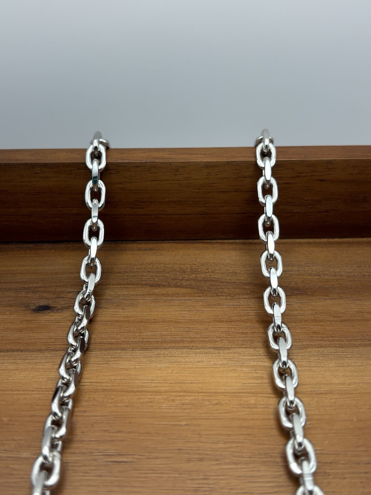 24 INCH 6MM STERLING SILVER HERMES CABLE ANCHOR LINK CHAIN RHODIUM 62.5G 925