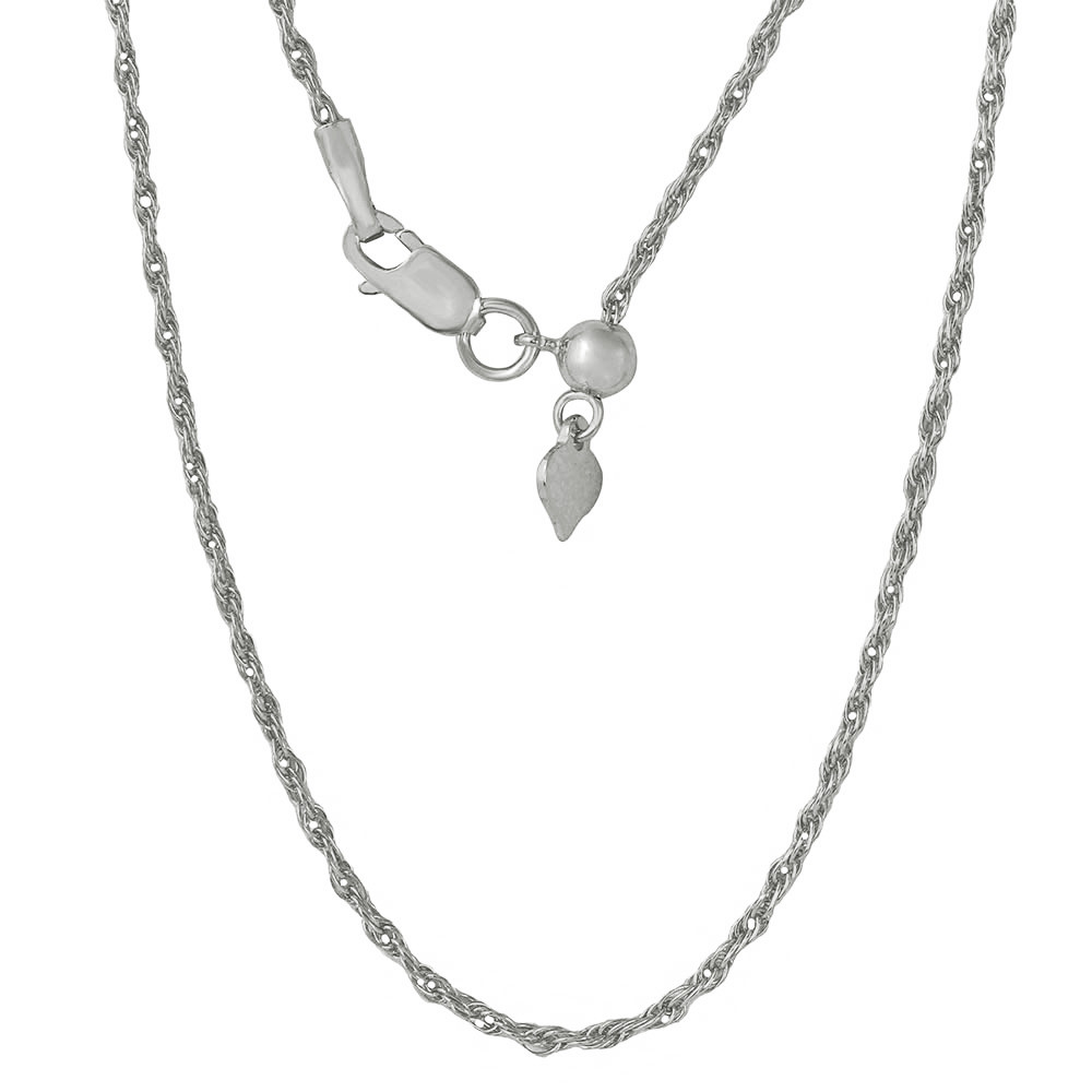 .925 Sterling Silver Adjustable Rope Chain 1.4mm wide Adjusts Up to 24 inches