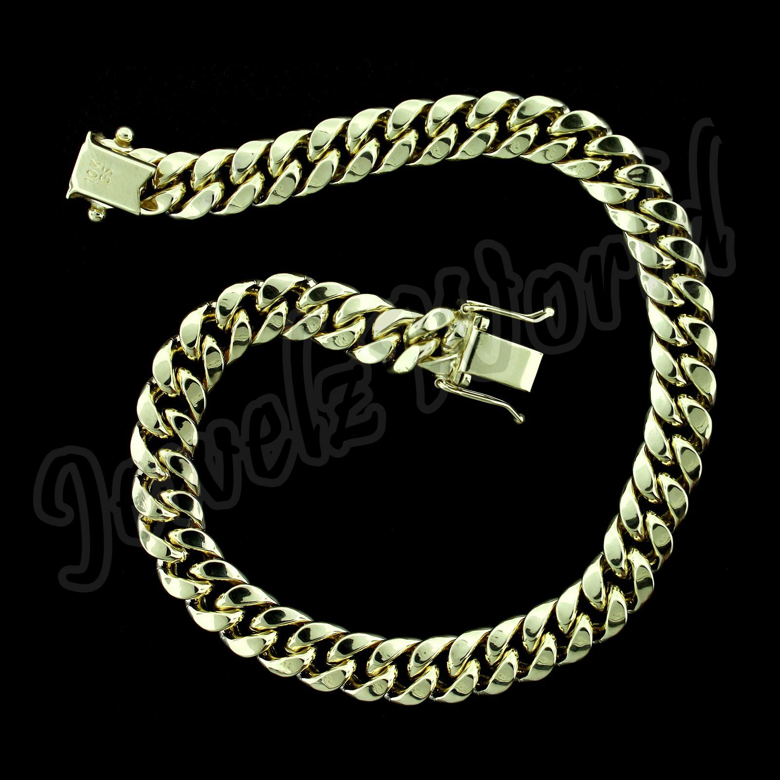 Real 10K Yellow Gold 5mm-10mm Miami Cuban Link Chain Bracelet Necklace
