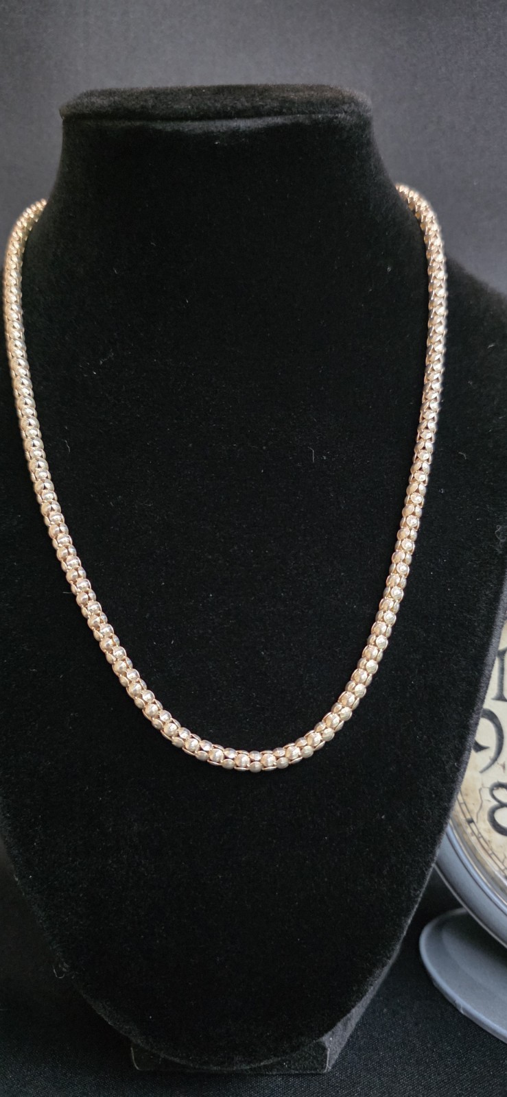 Vintage BSI Italy 925 Sterling Silver 4mm Popcorn Chain Necklace 18.25″ 12.5g