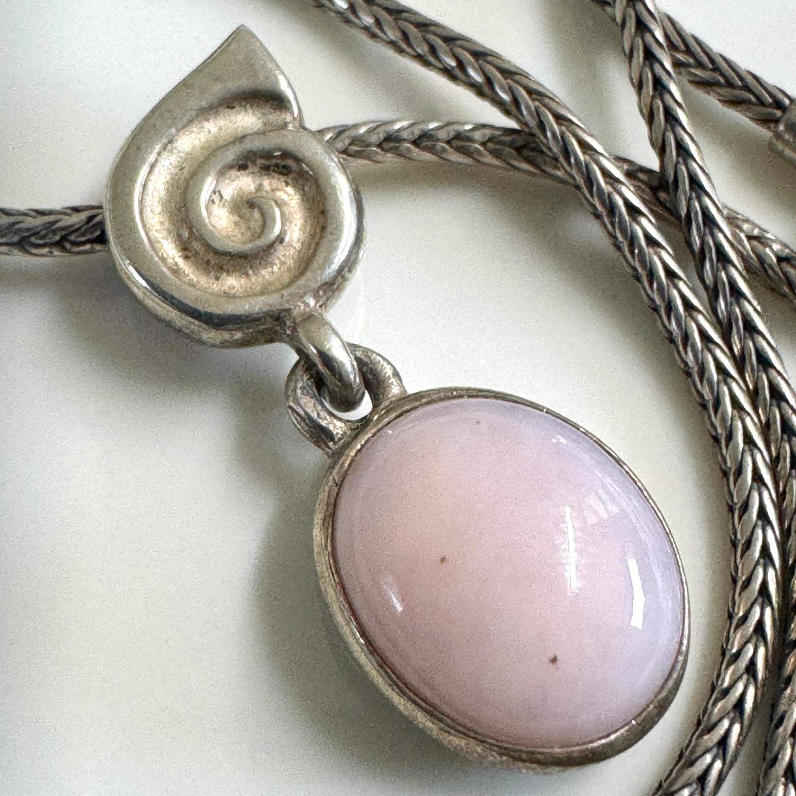 RARE AND RETIRED PANDORA PINK OPAL Sterling Silver Necklace 390116RHO-45